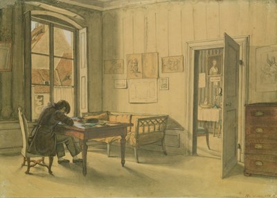 Erwin Speckter i hans hjem i München (wc på papir) af Carl Julius Milde