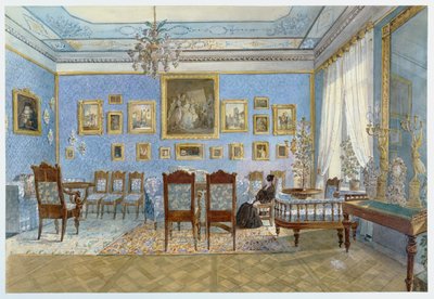 Madame Hanskas salon (1801-82) i Skt. Petersborg (wc på papir) af Carl Kollmann