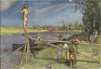 Et hyggeligt badested. Fra »Et hjem« (26 akvareller) af Carl Larsson