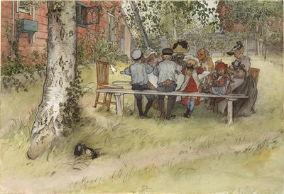 Morgenmad under den store birk af Carl Larsson