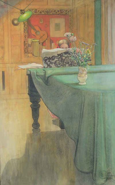 Brita ved klaveret, 1908 af Carl Larsson