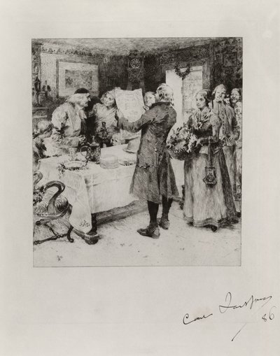 »Den glade fest«. Illustration til Anna Maria Lenngrens digt. Tilstand I af Carl Larsson