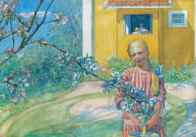 Pige med æbleblomst, 1914 af Carl Larsson