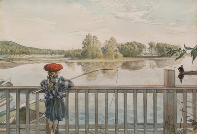 Lisbeth fisker. Omkring 1895 af Carl Larsson