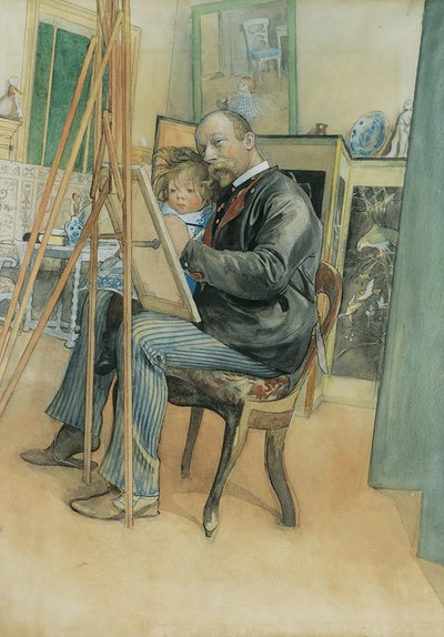 Spejlbillede med Brita af Carl Larsson