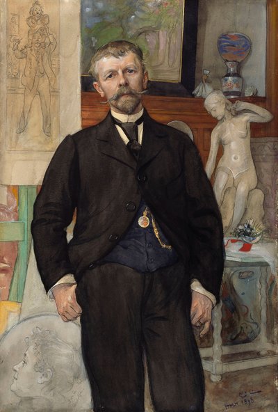 Portræt af arkitekten Jac. Ahrenberg af Carl Larsson
