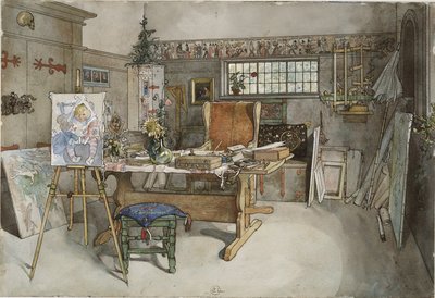 The Studio, fra A Home-serien, ca. 1895 (wc på papir) af Carl Larsson