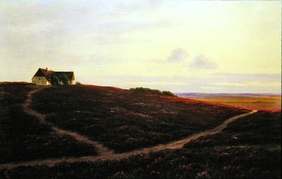 Et sommerhus i Jylland (olie på lærred) af Carl Locher