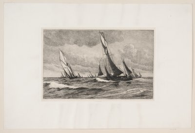 Fiskerkuttere står til søs af Carl Locher