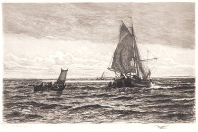 Fiskerkvase og robåde af Carl Locher