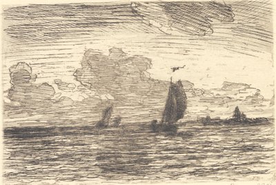 Marine med skibe under sejl af Carl Locher