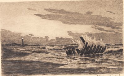 Vrag ved Skagens fyr af Carl Locher