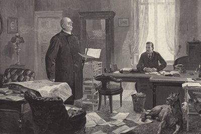Bismarck dikterer sine memoirer (stik) af Carl Ludwig Friedrich Becker