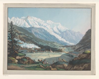 Udsigt over Chamonix ved foden af ​​Mont-Blanc Vue de la Valée de Chamouny pris pres d