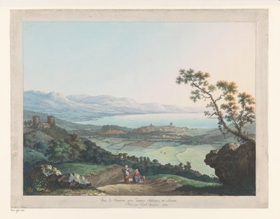 Udsigt over Genève Udsigt over Genève taget fra Saconex i Savoie (titel på objekt) af Carl Ludwig Hackert