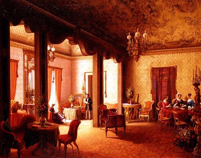 Interiør af Tsarina Alexandras salon i Villa des Herzogs Serradifalco, Palermo af Carl Ludwig Rundt