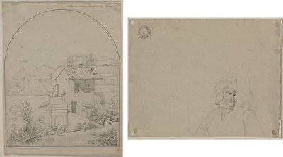 Udsigt fra mit vindue i Rom (recto) Soldat in a Landscape (verso) af Carl Ludwig Tischbein