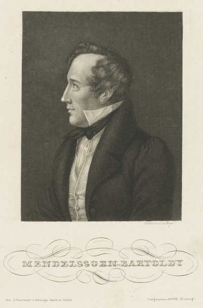 Portræt af Felix Mendelssohn Bartholdy, ca. 1840. af Carl Mayer
