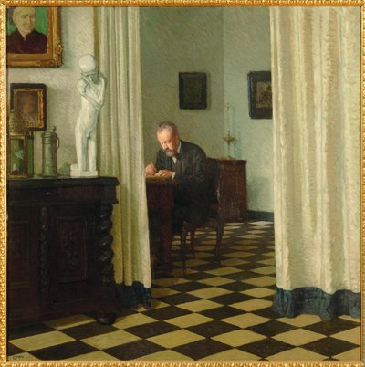 Selvportræt i sit atelier ... (maleri på lærred) af Carl Moll