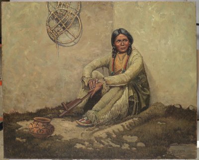 Peace Pipe (olie på lærred) af Carl Moon