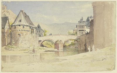 Den nedrevne stenbro fra 1556 over floden Wisper i Lorch i Rheingau af Carl Morgenstern