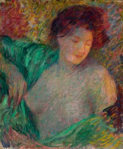 Leder af en ung pige, der vender mod hendes venstre, før 1910. af Carl Newman