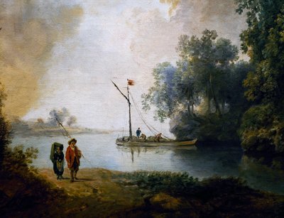 Landskab med flod, ca 1780, af Carl Philipp Schallhas (1767-1797), detalje, Ungarn af Carl Philipp Schallhas