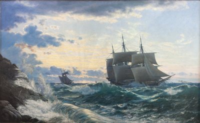 Skibe som morgenen efter en storm klarer landet for sig af Carl Rasmussen