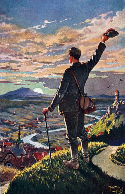 SOLDATENS TILBAGE TIL HJEM - illustration af Carl Robert Arthur Thiele 1860-1936 af Carl Robert Arthur Thiele