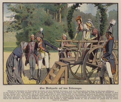 En udflugt til skoven (farve litho) af Carl Röchling