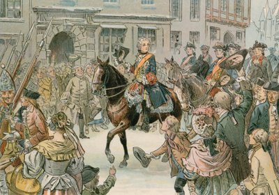 Frederik den Store (1712-1786) erobrede byen Wroclaw i 1741 af Carl Rohling