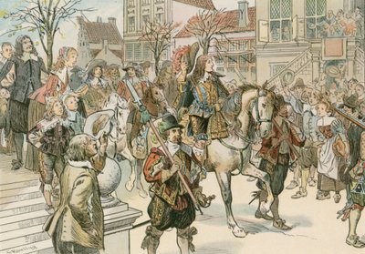 Den store kurfyrsts (1620-1688) ankomst til Haag for hans ægteskab med Louise Henriette af Orange (1627-1667) i 1646 af Carl Rohling