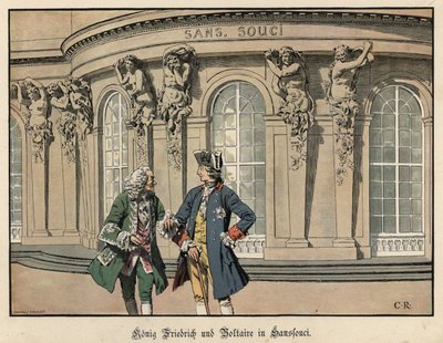 Frederik den Store og Voltaire i Sanssouci af Carl Röchling