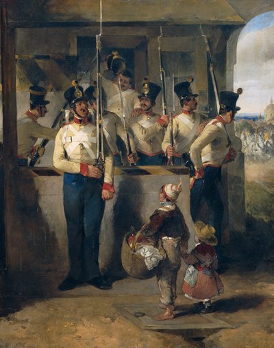 The Sentinel, råbte ind i pistolen ("Gun out!") af Carl Schindler