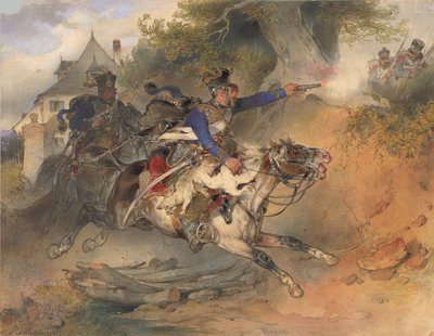 Den fouragerende husar, 1840 af Carl Schindler