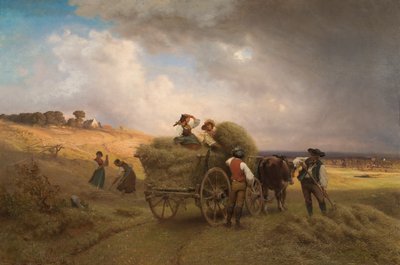 Hø-indkørsel med et forestående tordenvejr af Carl Schlesinger