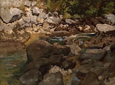 Bjergstrøm med kampesten, 1888-1889 af Carl Schuch