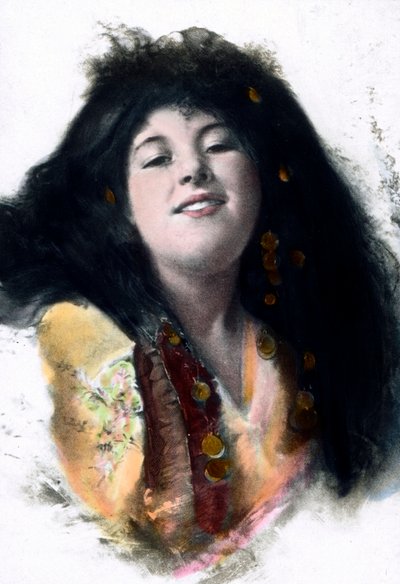 Europæisk ideal af araber. Portræt af en ung kvinde, en underordnet anden hustru til en arabisk mand. Carl Simon Archive, billeddato ca. 1910. af Carl Simon