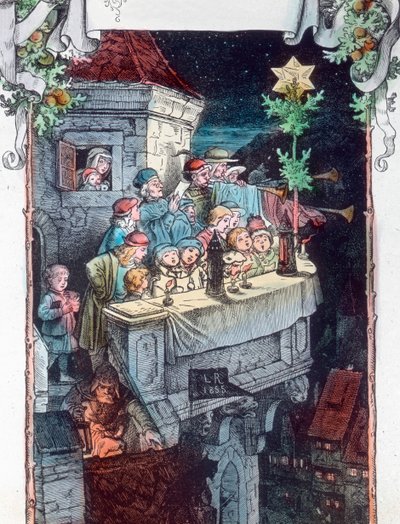 Ære være Gud i den højeste himmel. Illustration af den tyske maler og grafiker Fritz Richter (1904 - 1981). Billeddato: ca. 1930. Carl Sinon Arkiv af Carl Simon