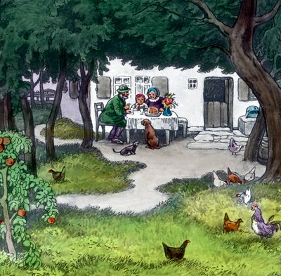 Brødrene Grimm - Eventyr - Den lille Rødhætte. Billedet er dateret omkring 1910. Carl Simons arkiv af Carl Simon