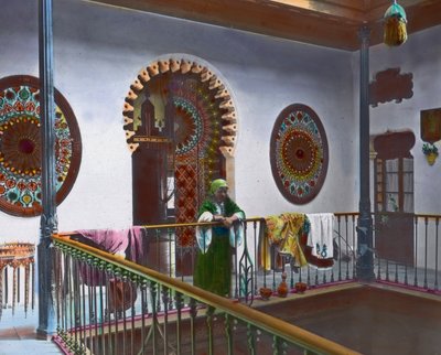 Nordmarokko, marokkansk kvinde i galleri, billeddato: ca. 1910, Carl Simon Archive af Carl Simon