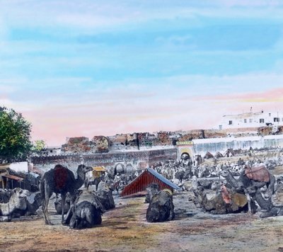 Nordmarokko, Souk i Tanger, billeddato: ca. 1910. Carl Simons arkiv af Carl Simon