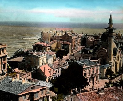 Rumænien, Constanta by, en af de største havnebyer ved Sortehavet. Udsigt til den store Mahmudiye-moské, billeddato: ca. 1920. Carl Simon-arkivet af Carl Simon