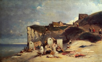 Kvinder bader ved havet ved Dieppe I af Carl Spitzweg