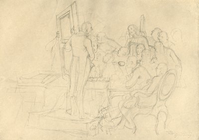 Die Kunstauktion, midten af slutningen af det 19. århundrede, c1924. af Carl Spitzweg