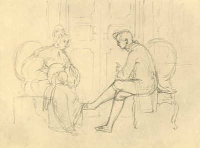 Seriøst spørgsmål, midten af ​​slutningen af ​​det 19. århundrede, c1924. af Carl Spitzweg