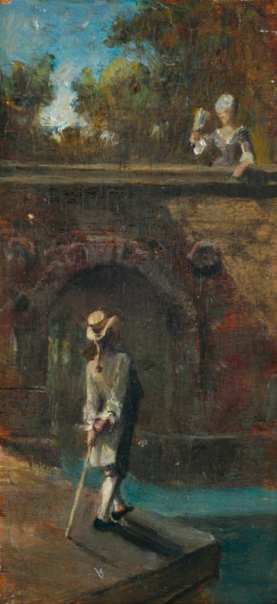 Galant scene ved en flodbro af Carl Spitzweg