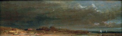 Landskab ved søen - Chiemsee landskab af Carl Spitzweg