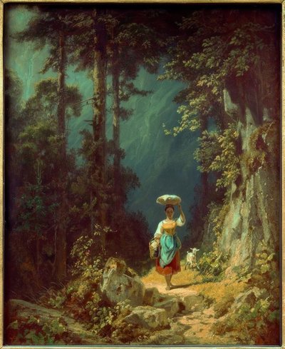 Pige med ged i bjergdalen I. af Carl Spitzweg