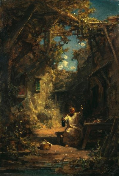 Munk ved vinsmagning af Carl Spitzweg